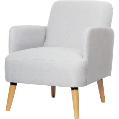 Fauteuil d'accueil BROOKS avec accoudoirs - pieds en hêtre massif - gris clair