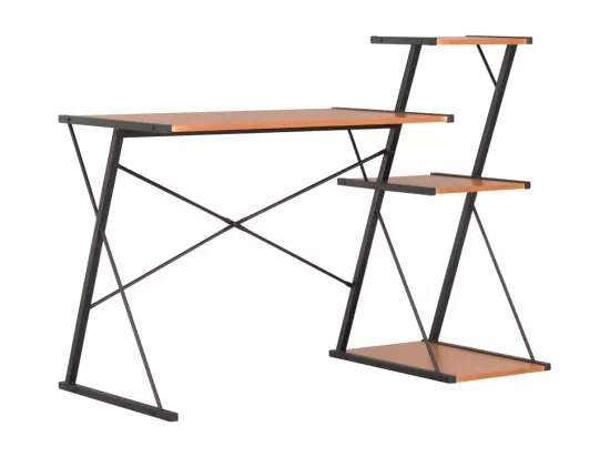 Bureau avec étagère Noir et marron 116x50x93 cm