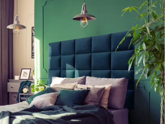 Panneaux muraux tête de lit - 200 cm - Velours - Bleu - BARTEL de Pascal Morabito