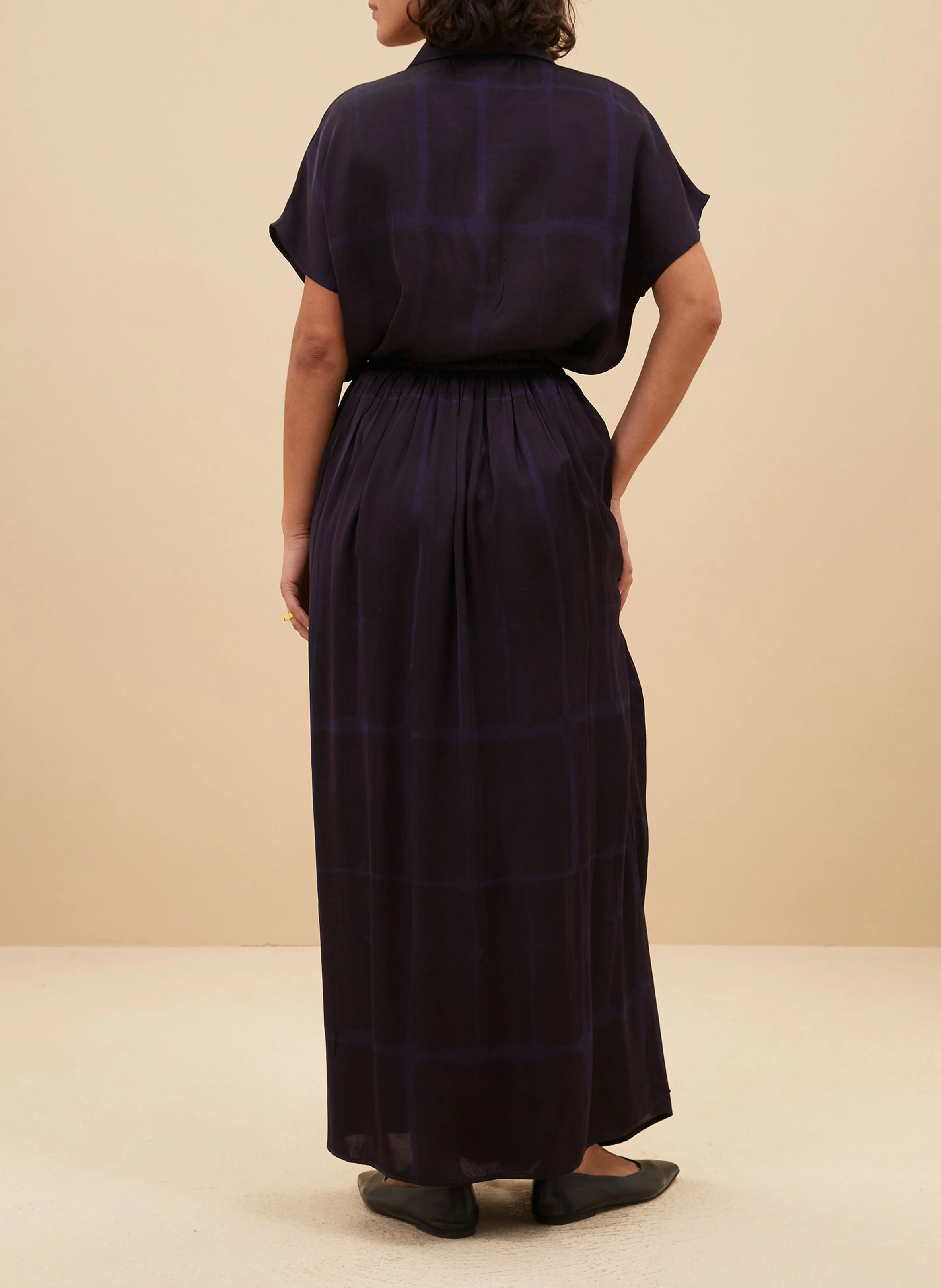 NINA - Jupe longue taille haute imprimée | Bleu
