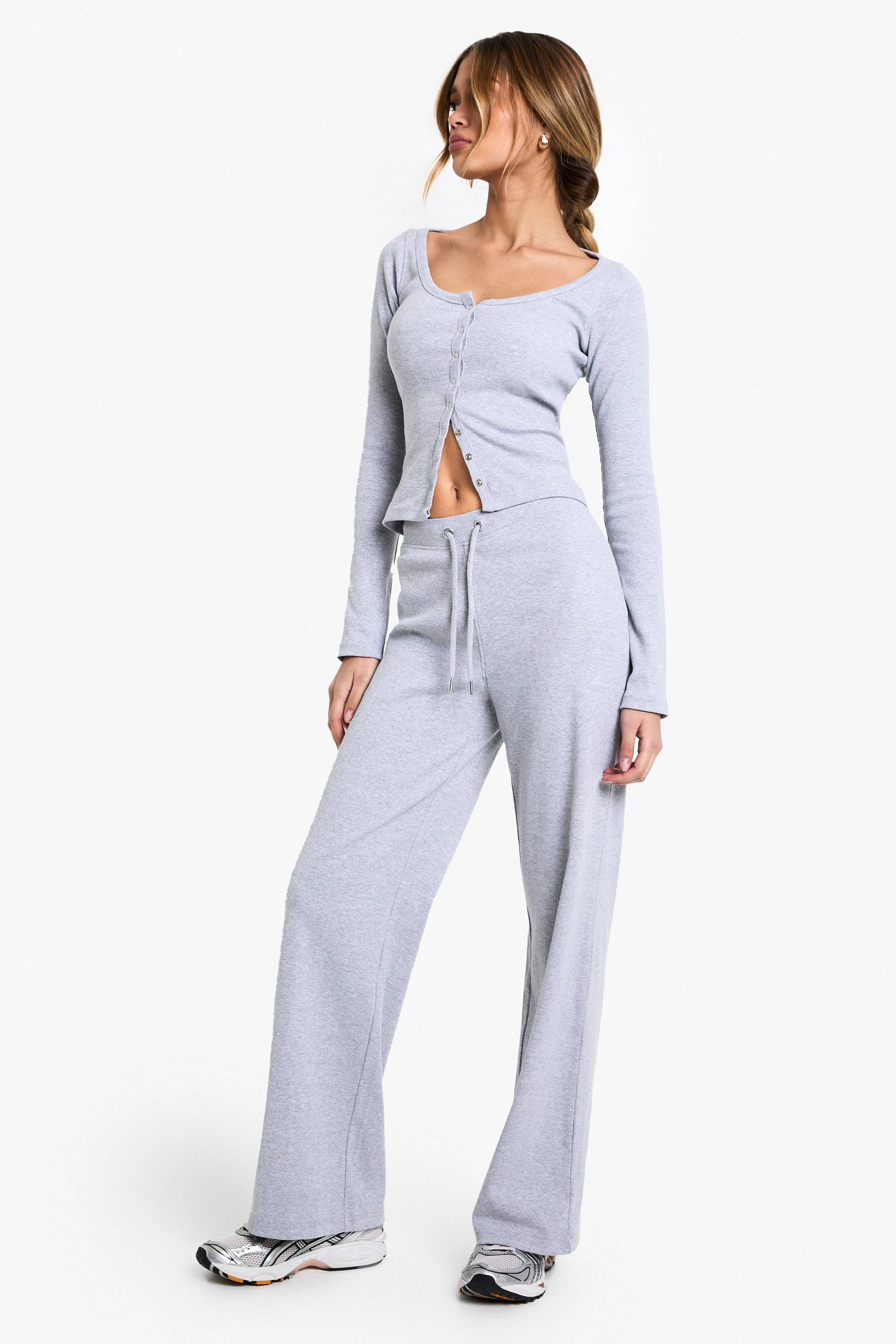 boohoo Pantalon à jambes larges côtelé