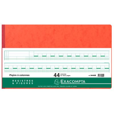 Exacompta - Piqûre comptable - 44 colonnes sur 2 pages - 32 x 55 cm - 80 pages