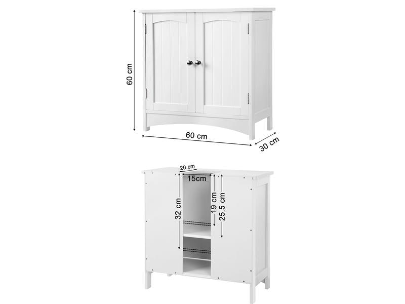 VASAGLE Waschbeckenunterschrank mit Doppeltür 60 x 60 cm, W Badezimmerregal
