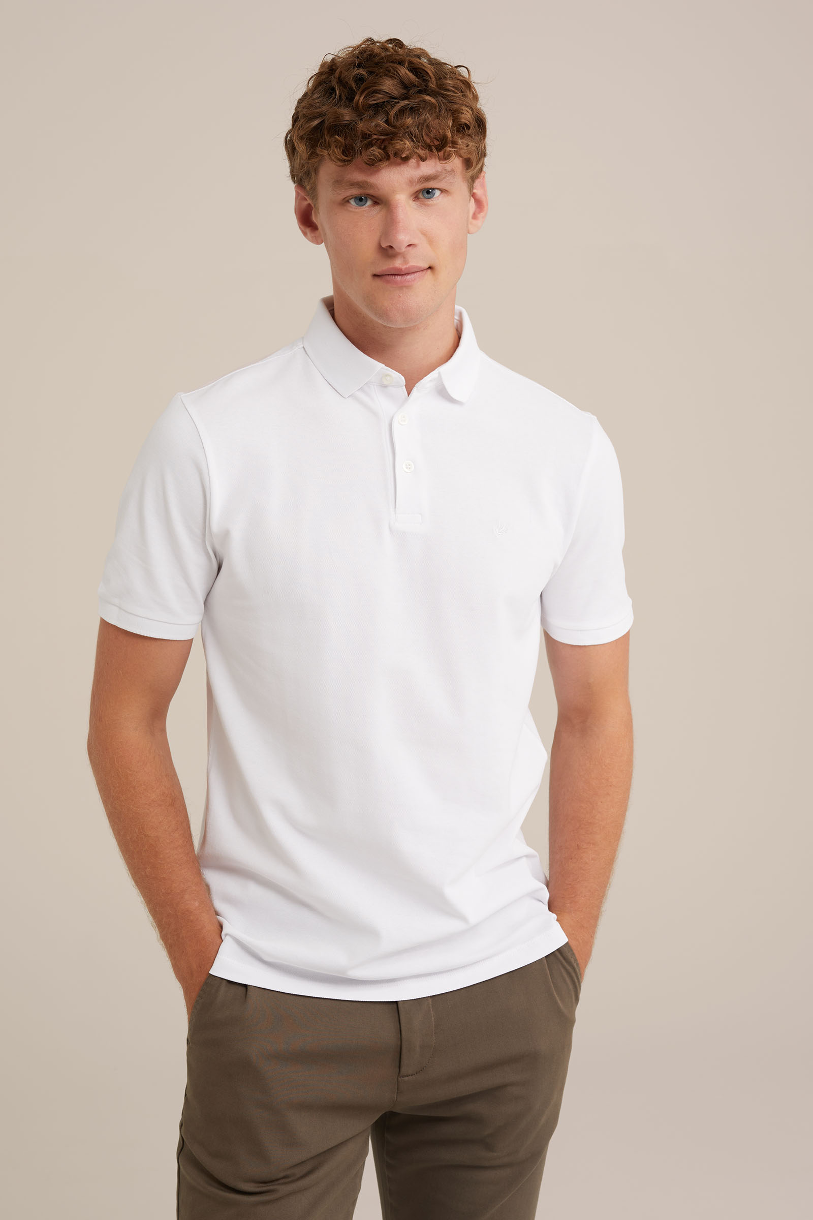 polo met structuur WE Fashion Wit