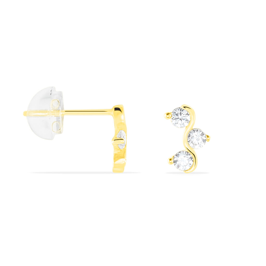Boucles D'oreilles Puces Mureille Or Jaune Oxyde De Zirconium