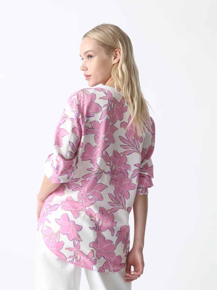 Camisa fluida de padeiro - Tons de rosa