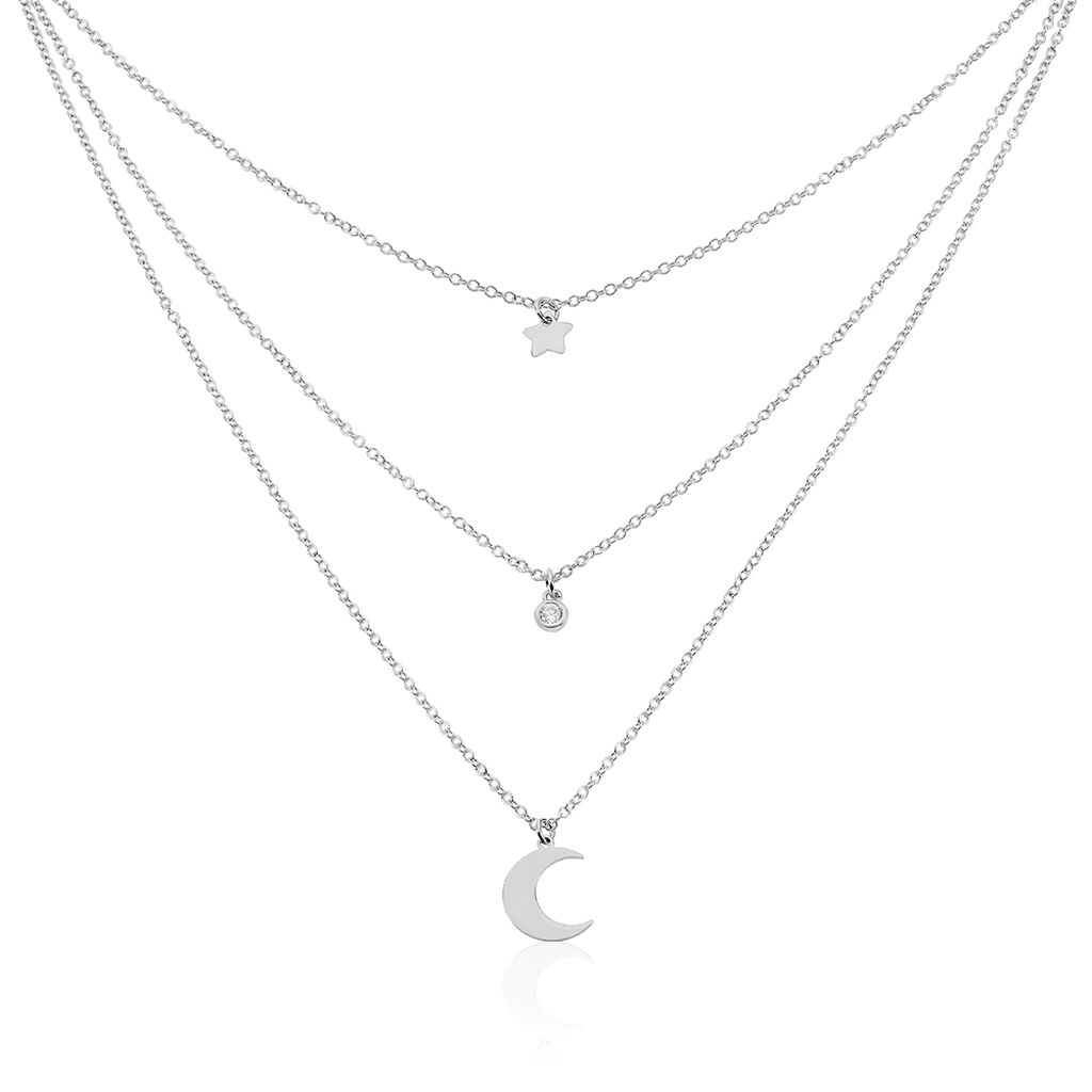 Collier Astre Argent Blanc Oxyde De Zirconium