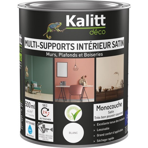 Peinture multi-supports 0,5 L Acrylique Satin - Blanc