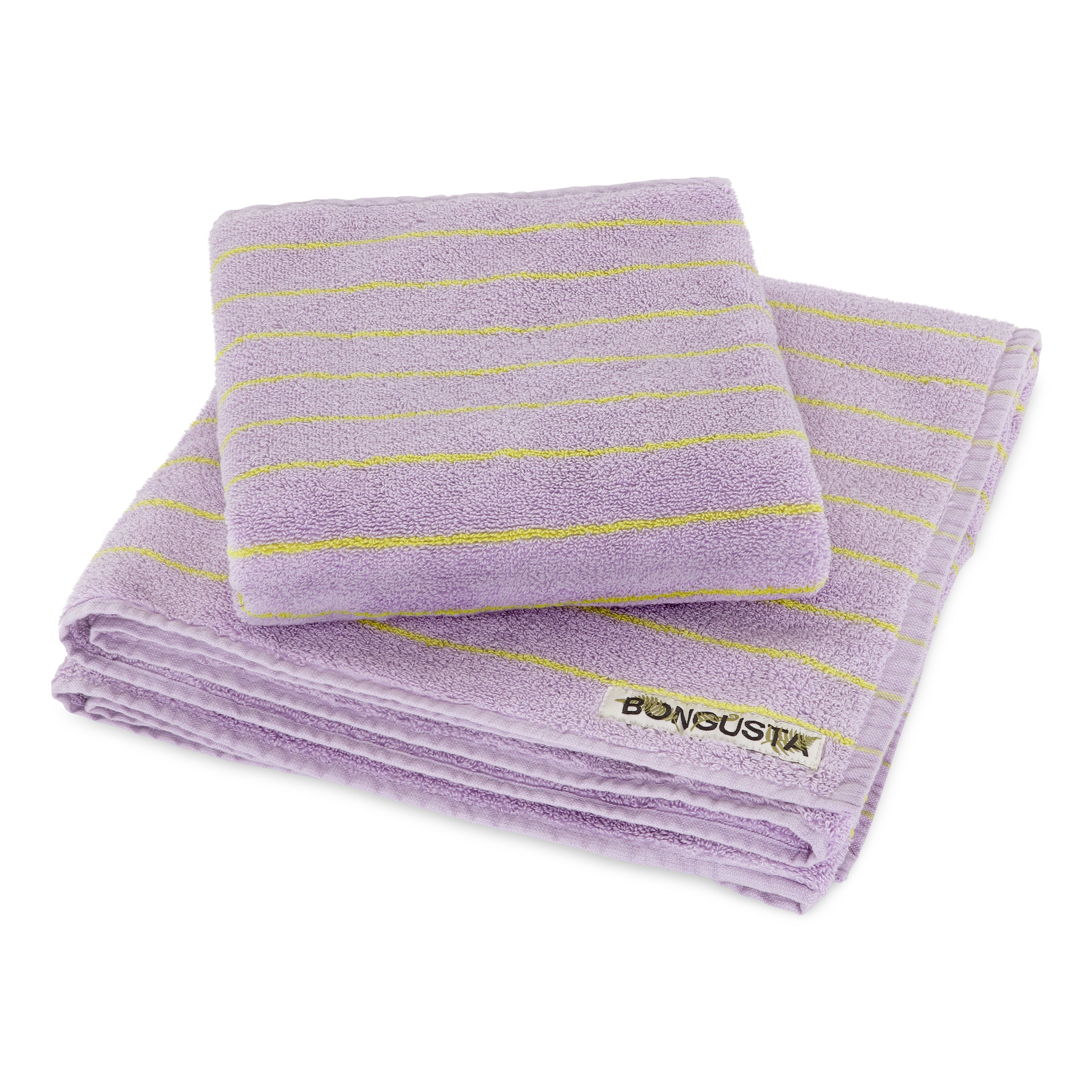 Bongusta  Naram håndklæde - Lilac & Neon Yellow