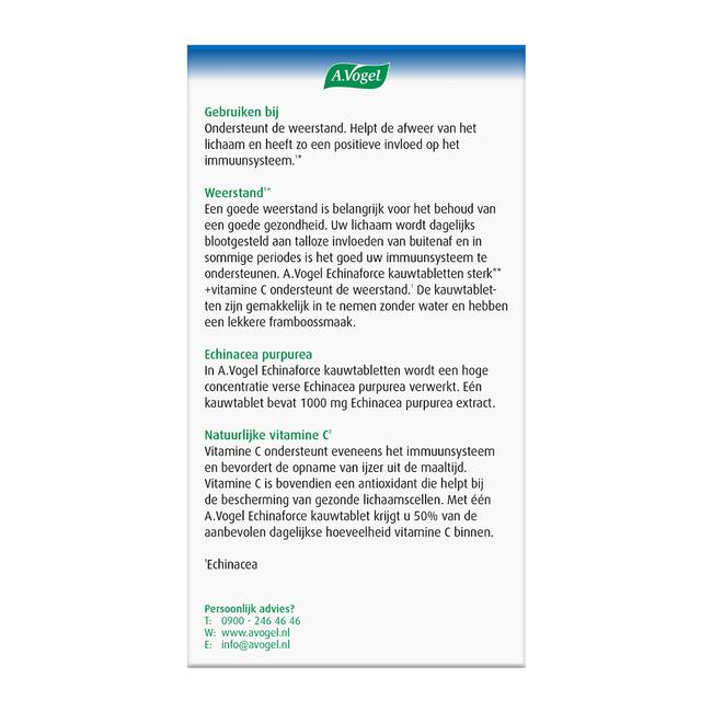 A.Vogel Echinaforce Sterk** + Vitamine C Weerstand1* Kauwtabletten 60 stuks