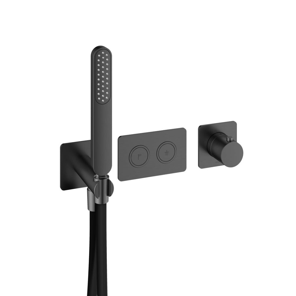 Hotbath Gal PB7071 afbouwdeel thermostaat met 2 pushbuttons gunmetal geborsteld PVD