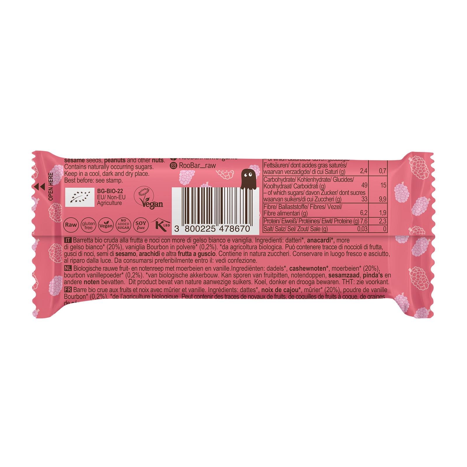 RooBar Maulbeere & Vanille Bio Riegel