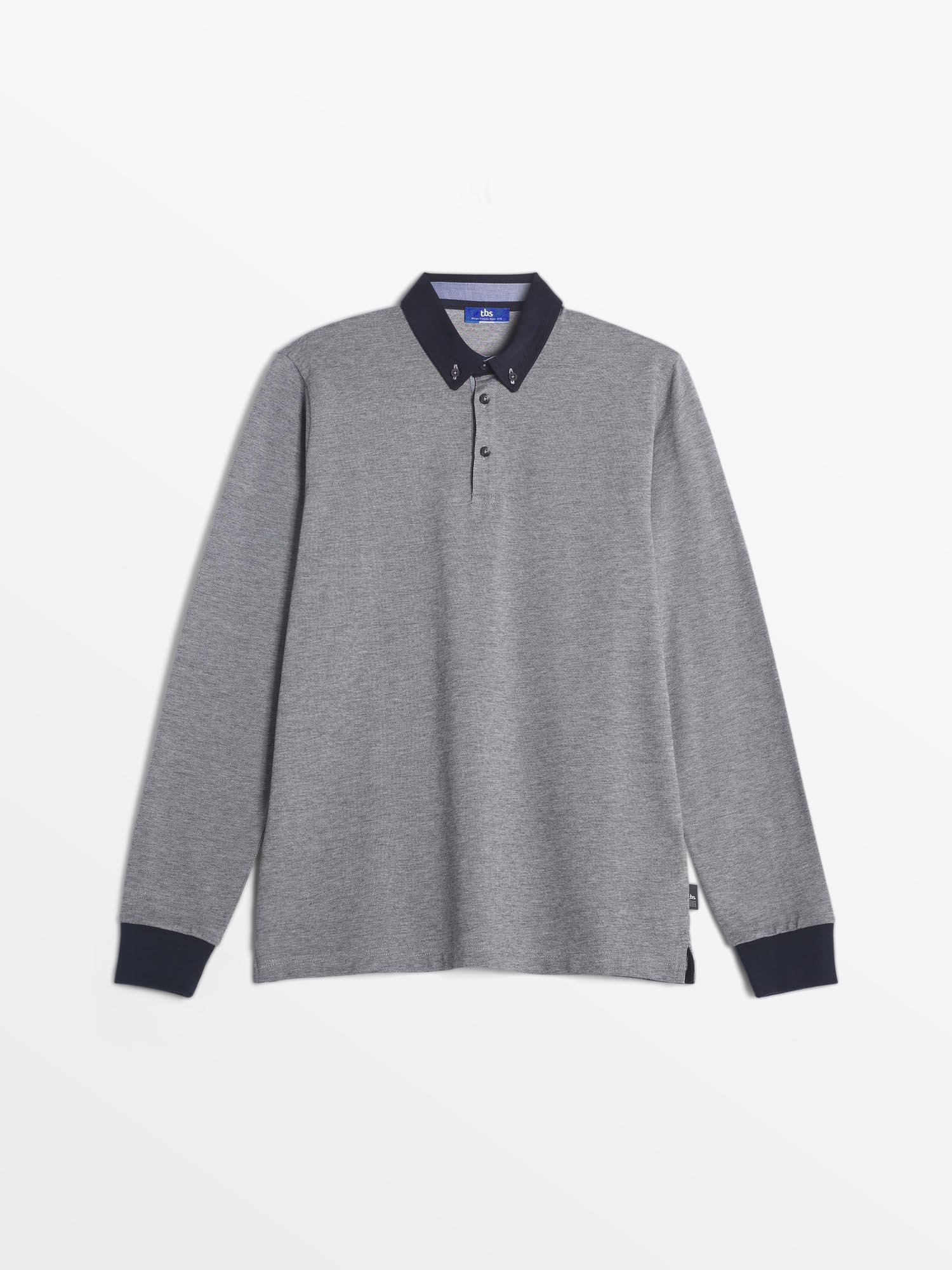Polo Homme Manches Longues Gris