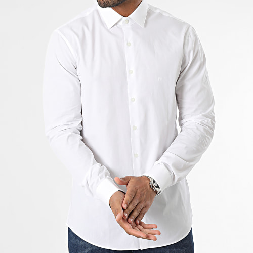 Chemise Manches Longues Poplin Stretch Slim 3025 Blanc