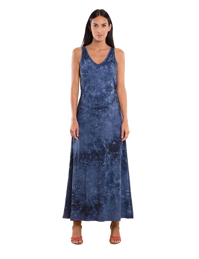 HBT BASICS INSOLITES - GARANCE ROBE LONGUE MARINE TIE&DYE