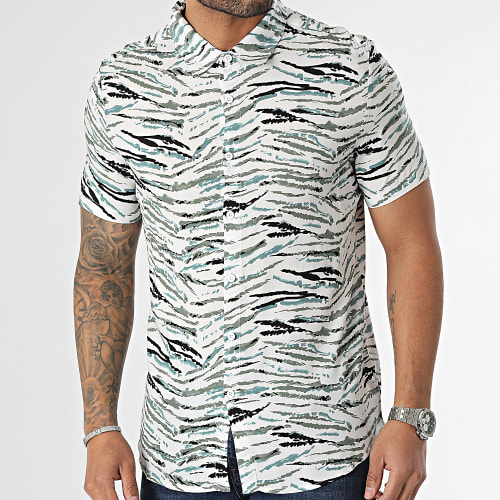 Chemise Manches Courtes Blanc Vert