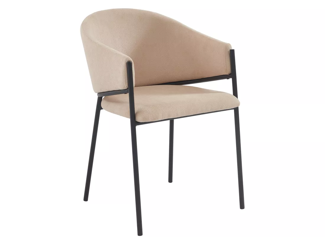 Lot de 6 chaises avec accoudoirs en tissu et métal - Beige - ORDIDA de Pascal MORABITO