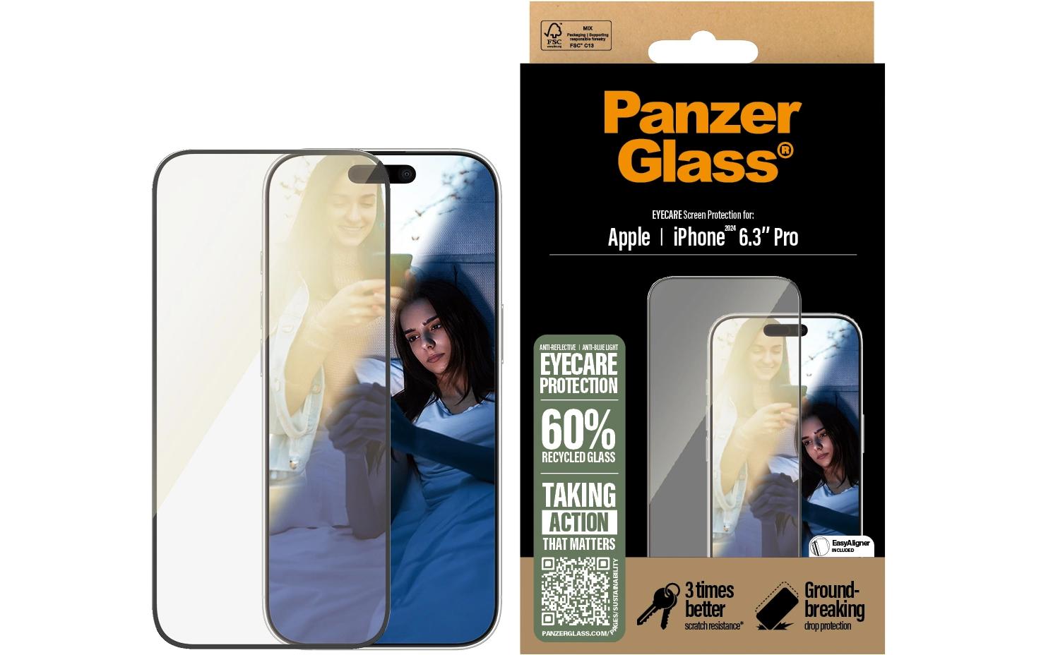 Displayschutz Ultra Wide Fit EyeCare iPhone 16 ProEyeCare-Display-Schutzfolie für das Apple iPhone 16 Pro