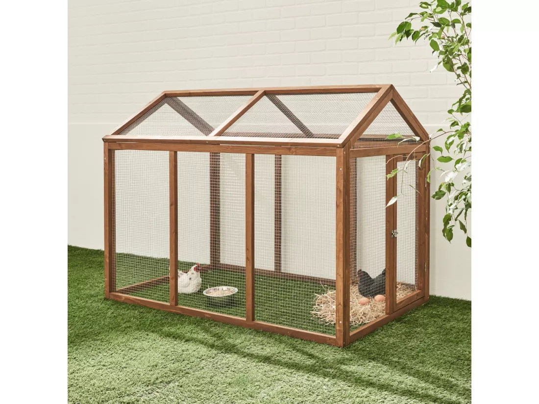 Enclos pour poulailler en bois CHABO. 6 poules. parc grillagé pour poules. extension