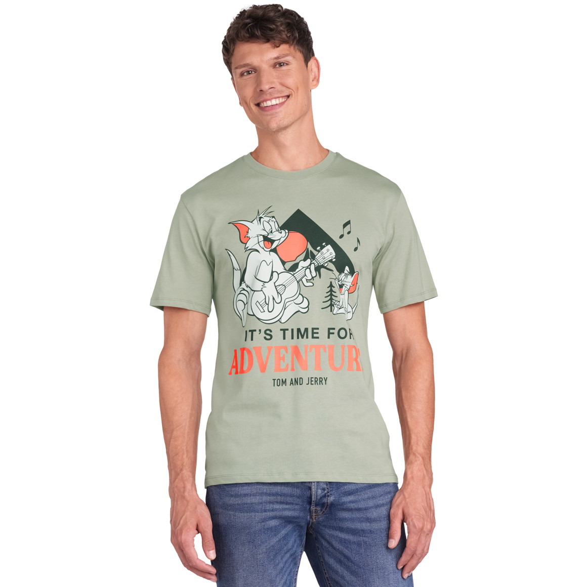 VanVaan Tom & Jerry T-Shirt mit großem Print schilfgrün