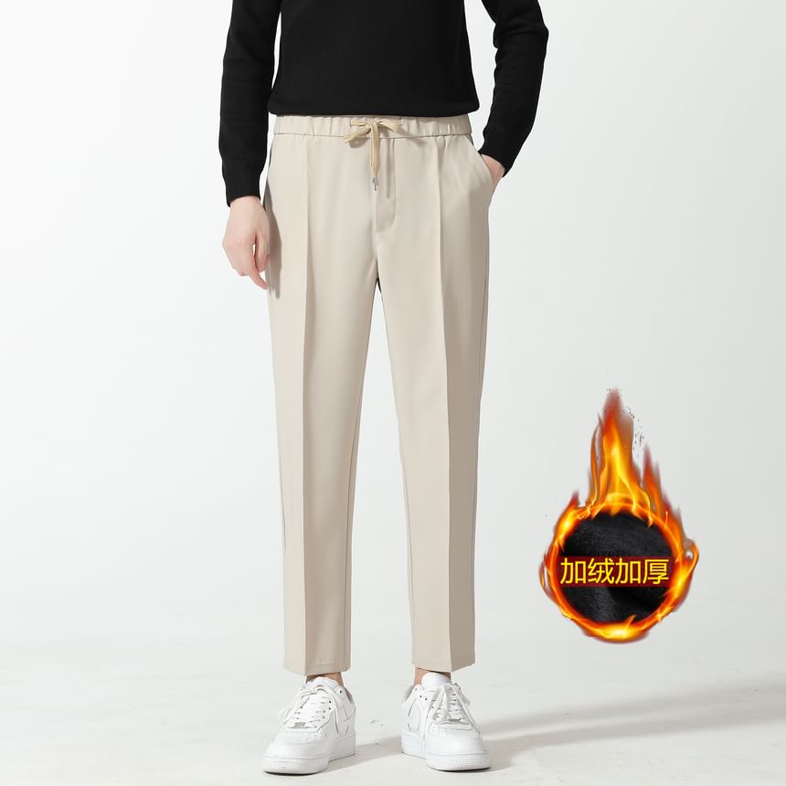 Loansk - Effen cropped, taps toelopende broek met trekkoord in de taille
