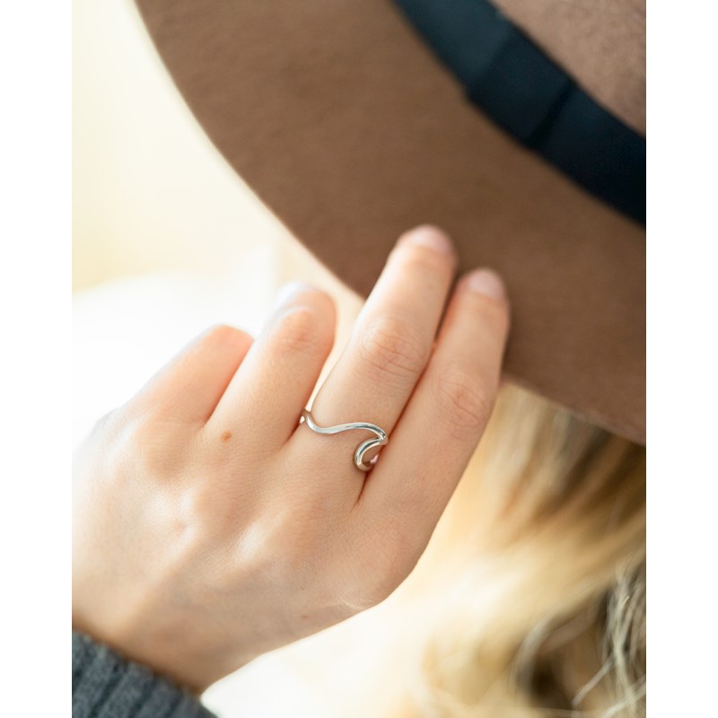 Bague Argent Vague Ajustable Mer Ocean