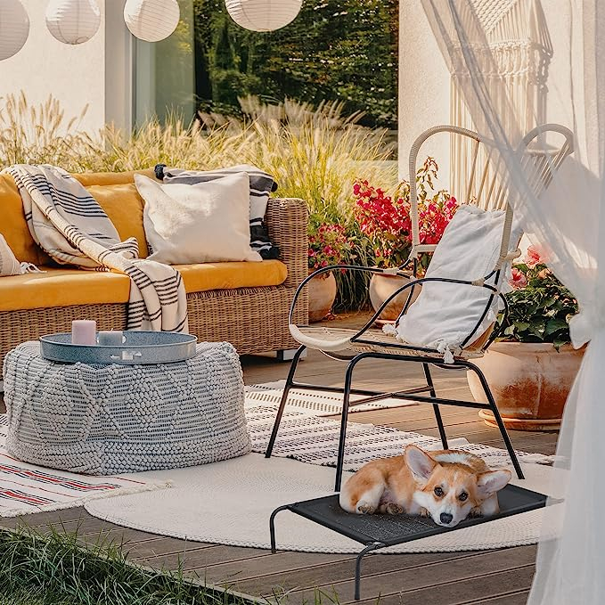 (102x69x21cm) Erhöhtes Hundebett Outdoor Camping Hundeliege Kühlendes Haustierbett - Schwarz