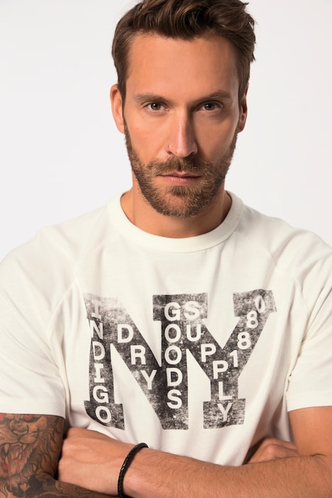 T-Shirt, Raglan-Halbarm, Brust-Print, Rundhals, bis 8 XL
