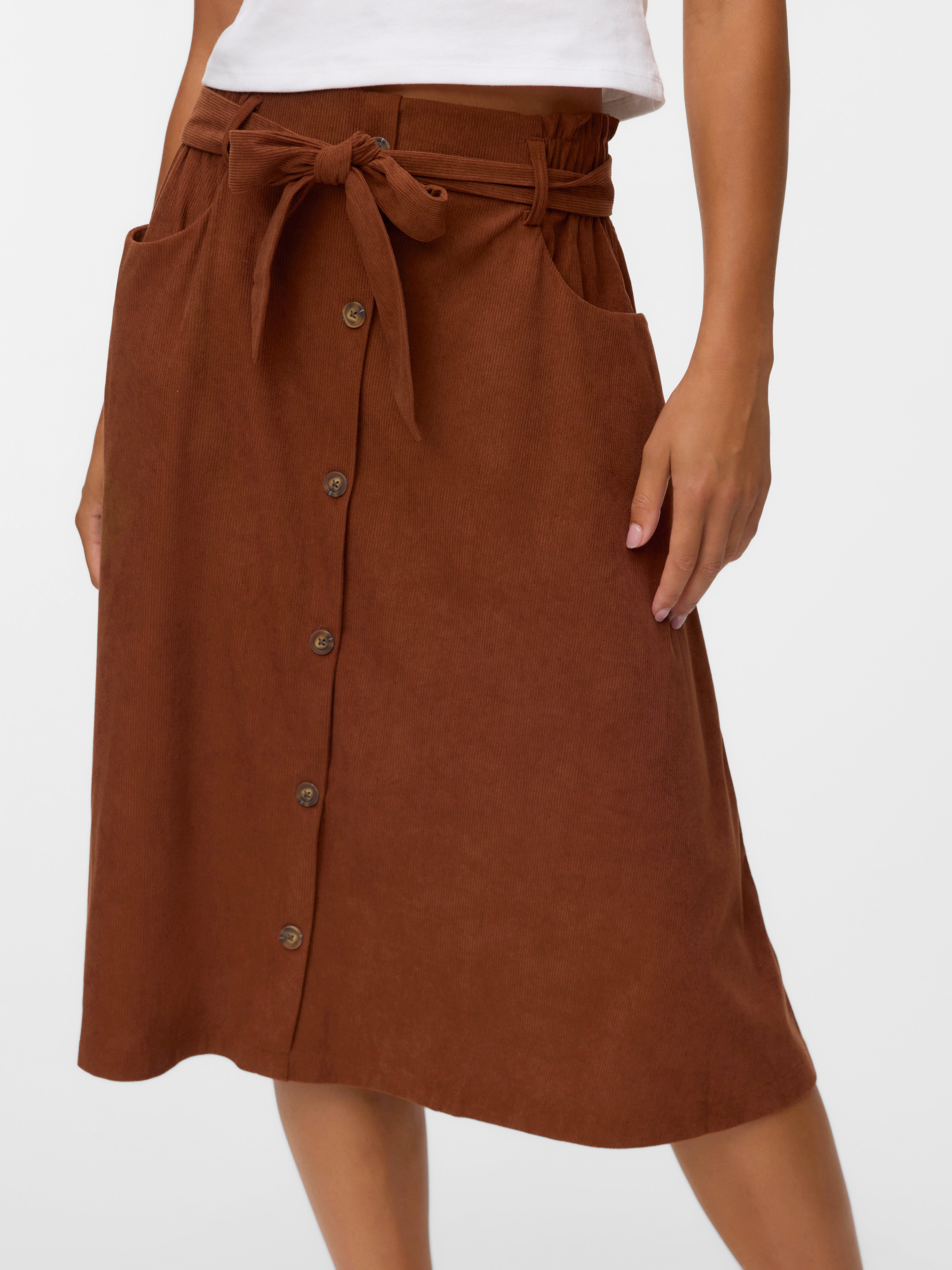 VMVILJA Corduroy High waist Midi-rok