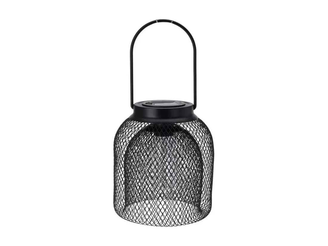 WELL HOME - Lanterne solaire en maille métallique avec poignée noire, Ø15,5x21cm