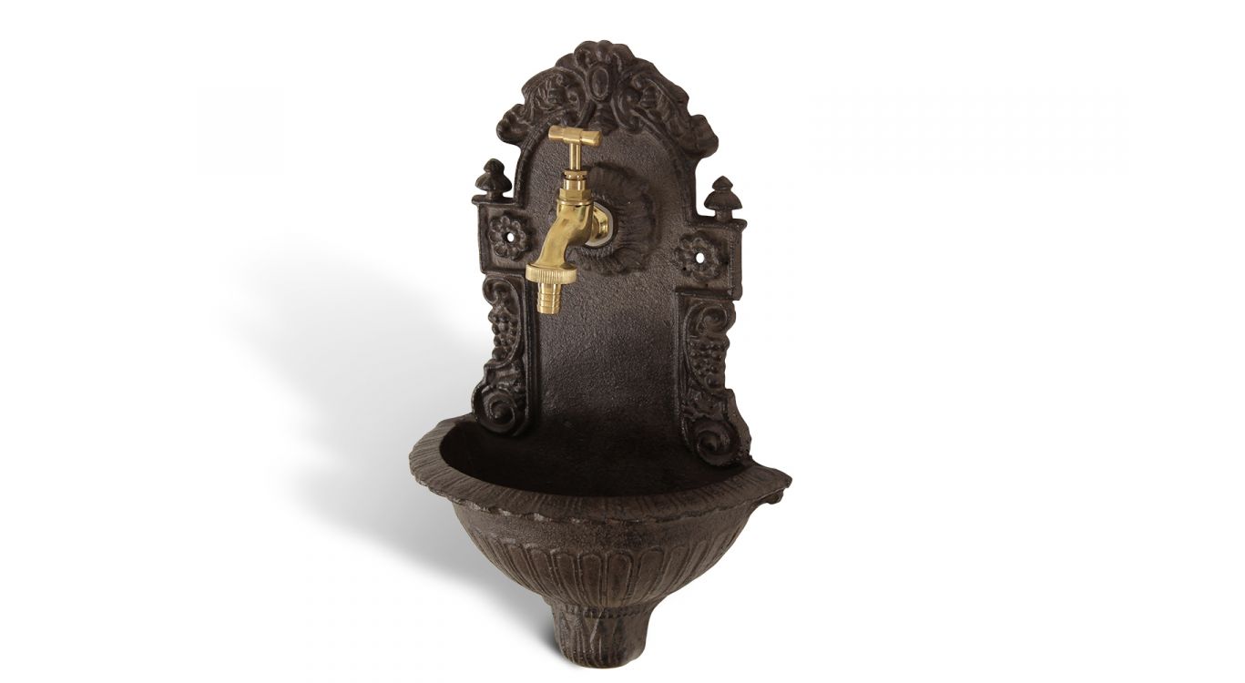 Fontaine de jardin fonte marron 24.5x12.5x40cm