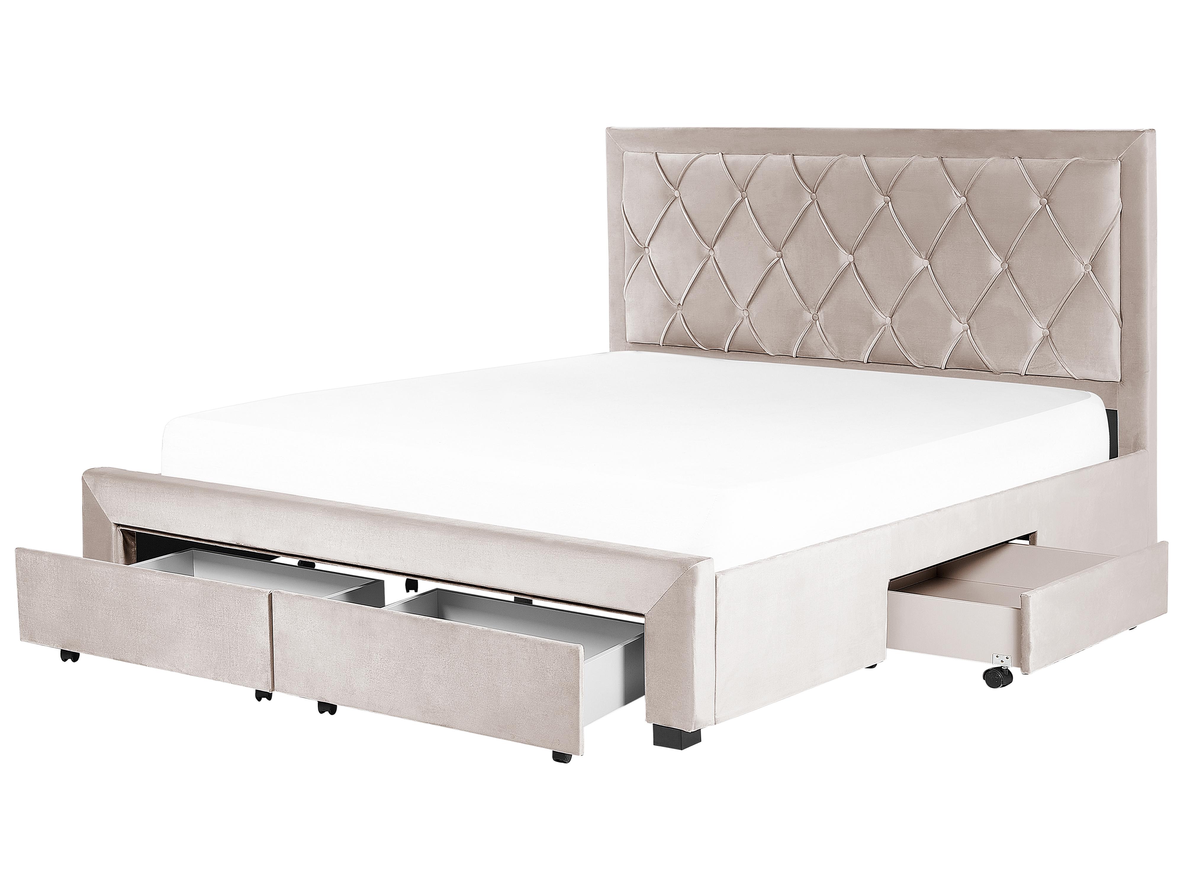 Bed met opbergladen Fluweel LIEVIN 180 x 200 cm Beige