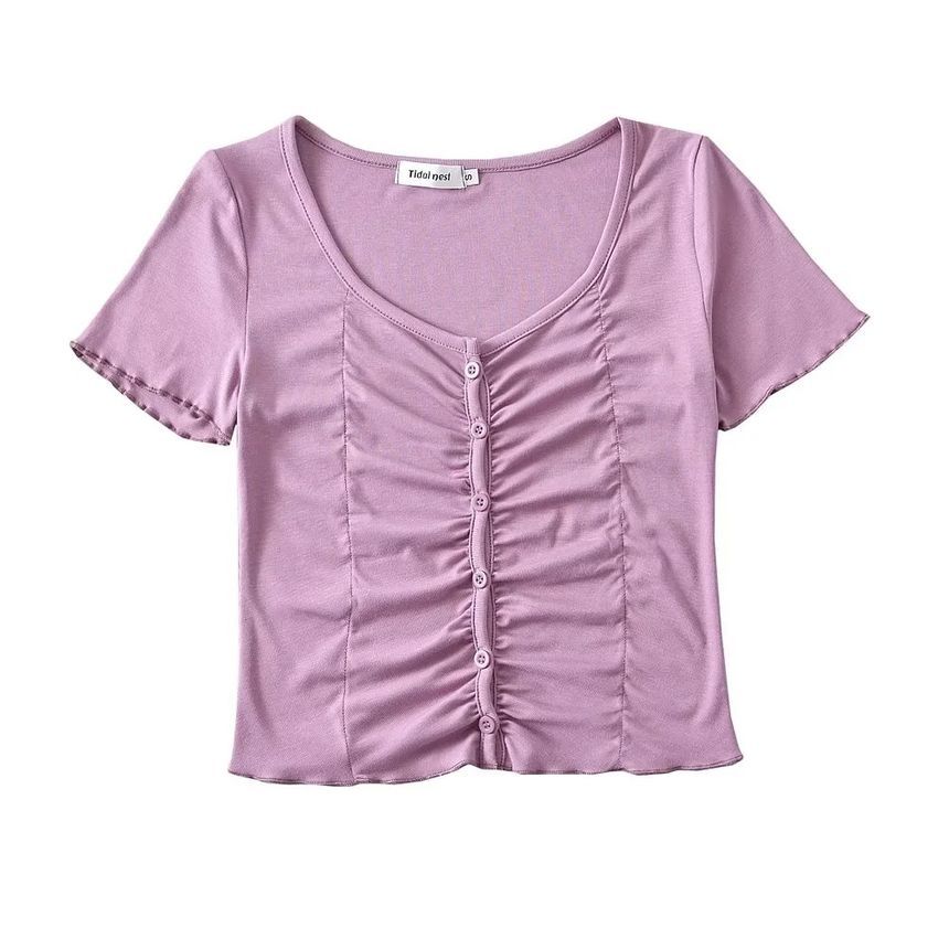 Asiris - Kort mouwloos geplooid slim-fit crop top