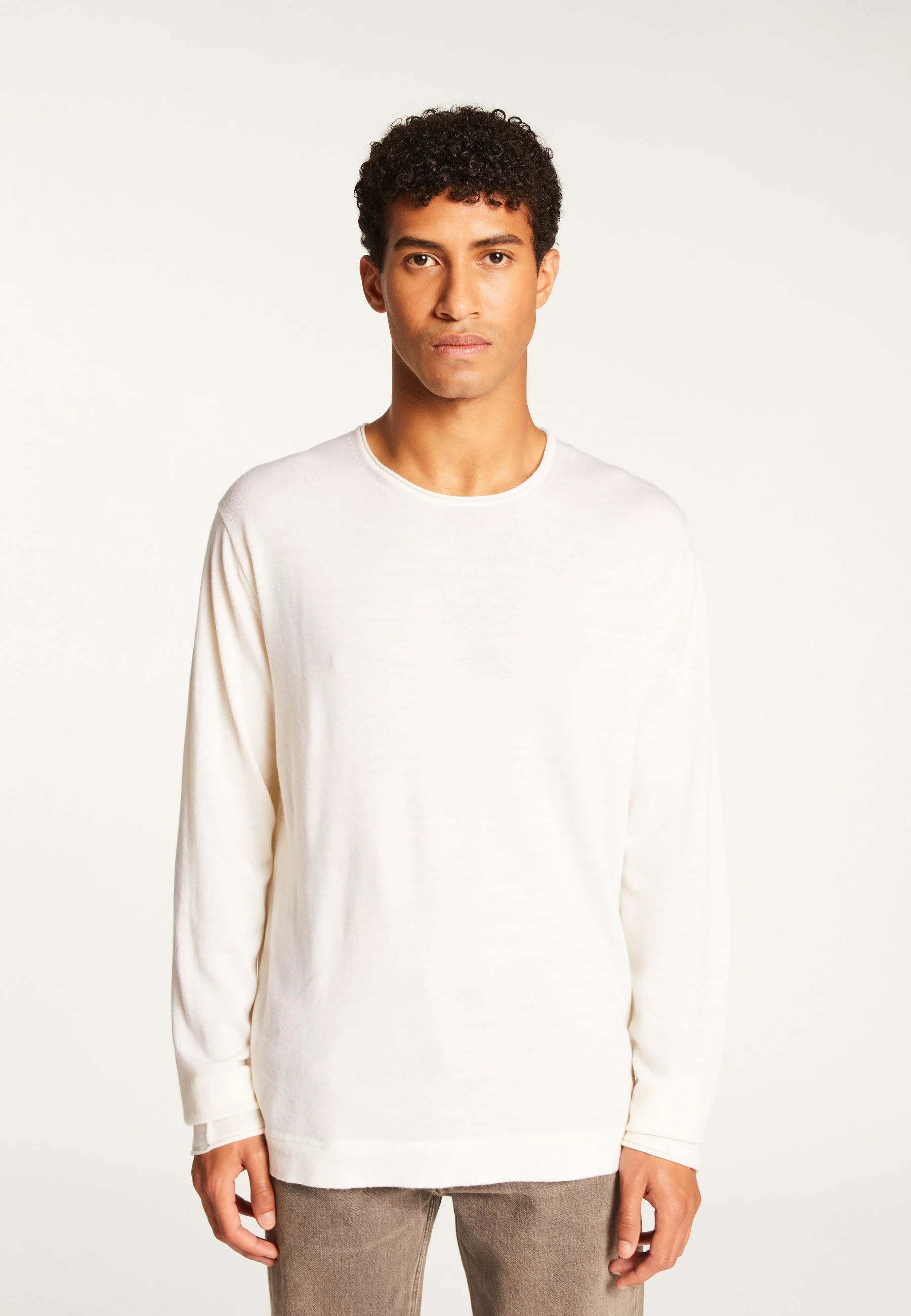 ERINAH24 - Pull col rond en laine mérinos | Blanc