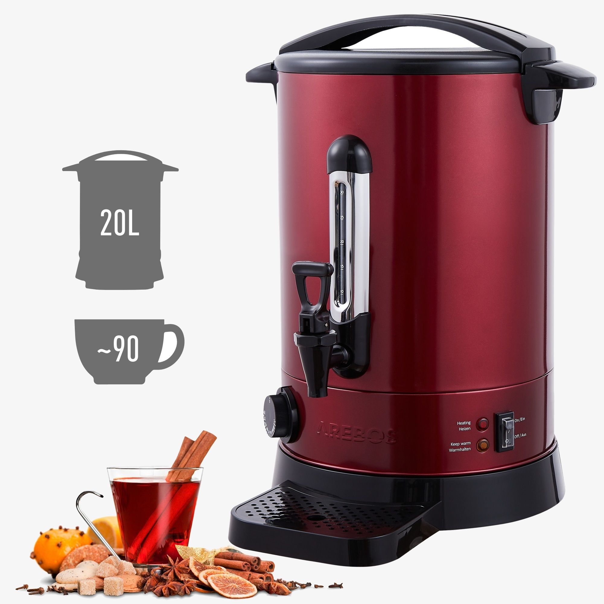 Glühweinkocher 20 L Rot