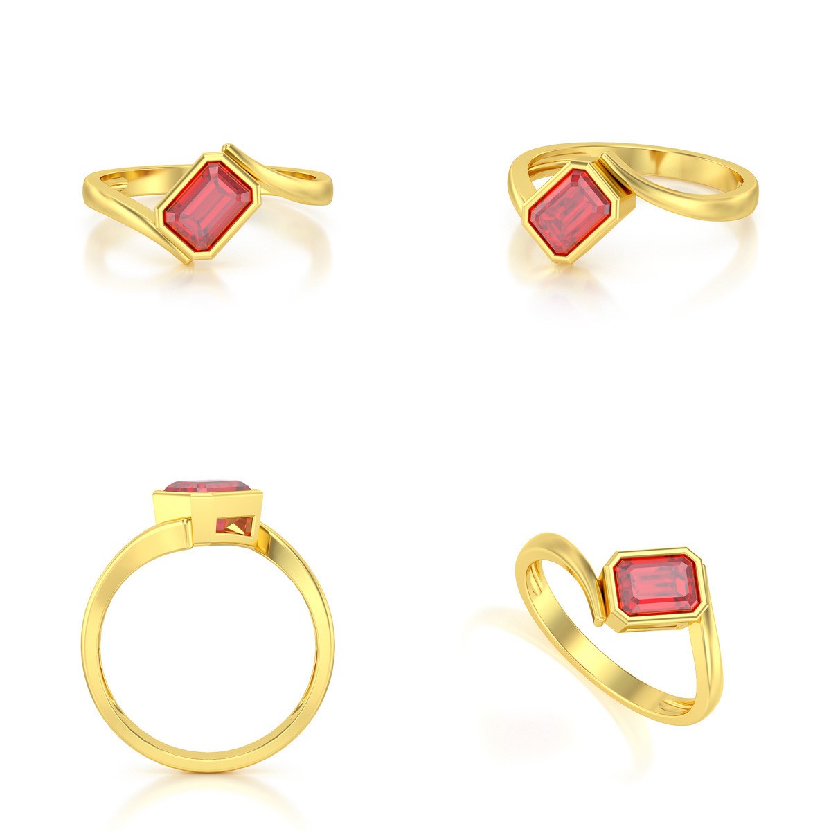 Bague ADEN Or 585 Jaune Rubis 2.26grs