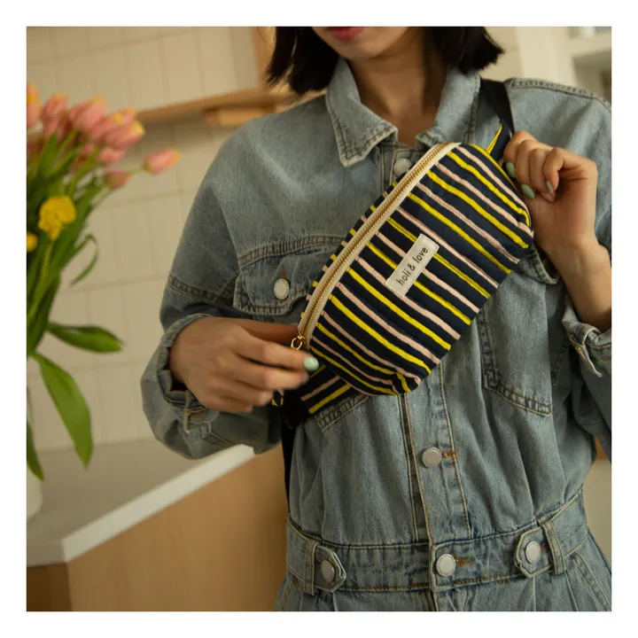 Holi & Love Sac Banane Rayure Coton Bio | Noir