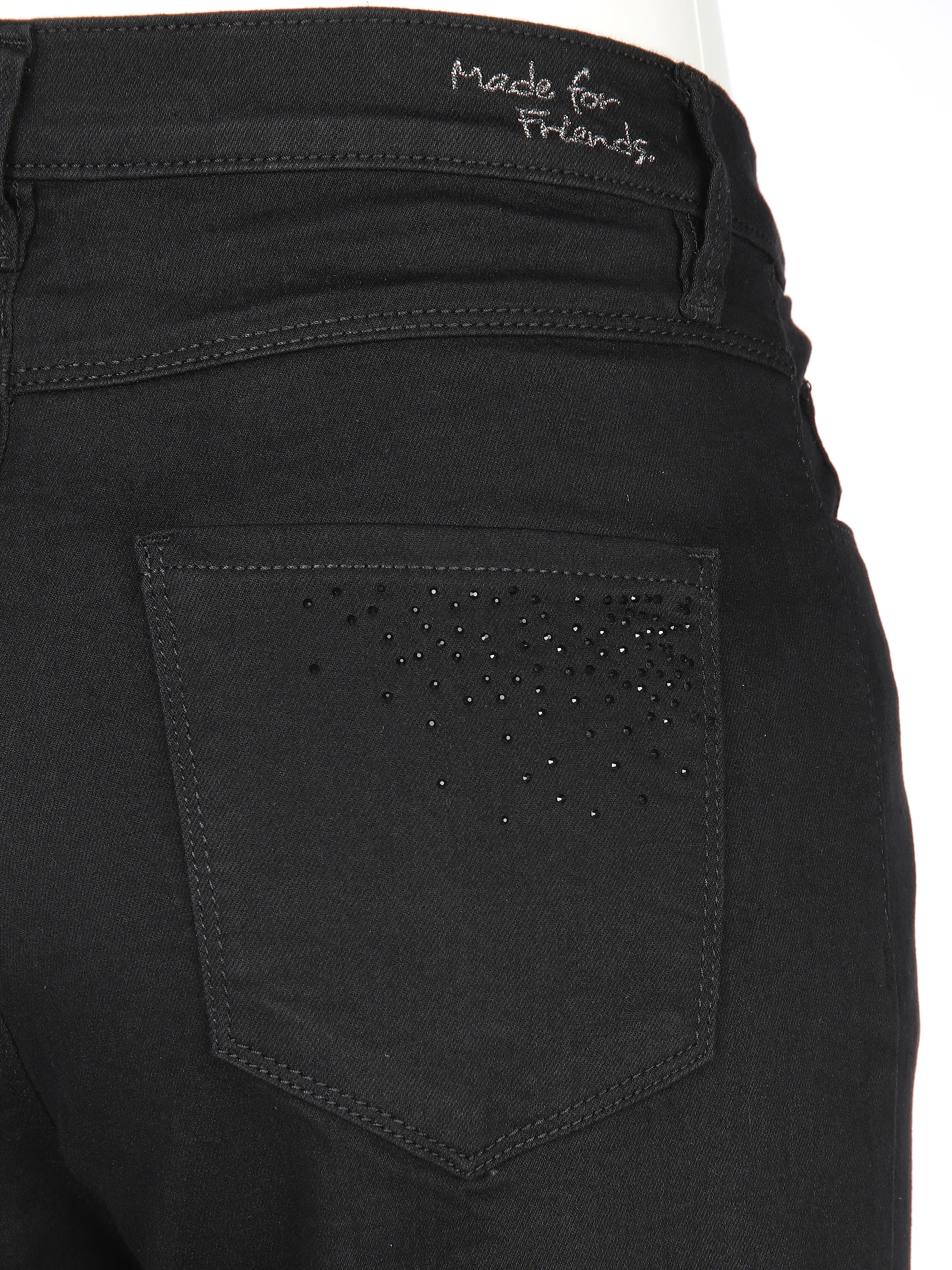 Damen Jeanshose im Tapered Fit mit Strasssteinchen