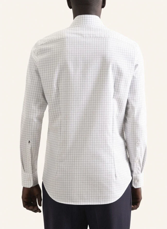 Seidensticker Business Shirt Slim Long sleeve Kent-Collar Check Blue