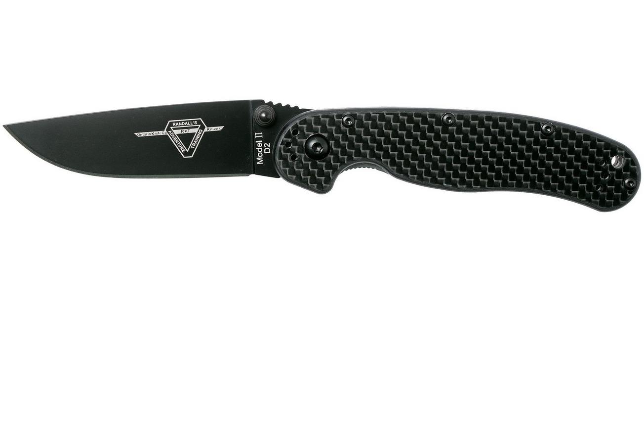 Ontario RAT-2 D2 carbonfiber, plain edge zwart, 8834