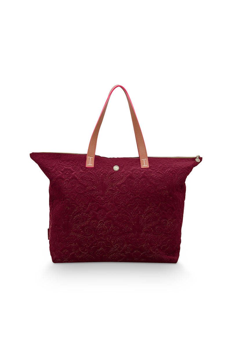 Pip Studio Tote Bag Velvet Quiltey Days Red