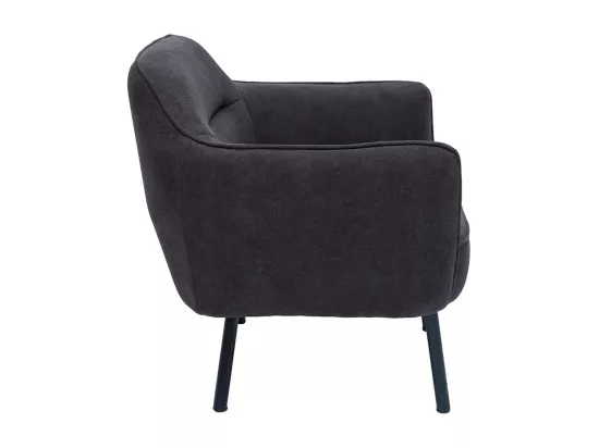 Fauteuil design en tissu effet velours gris foncé et métal noir LAURENS