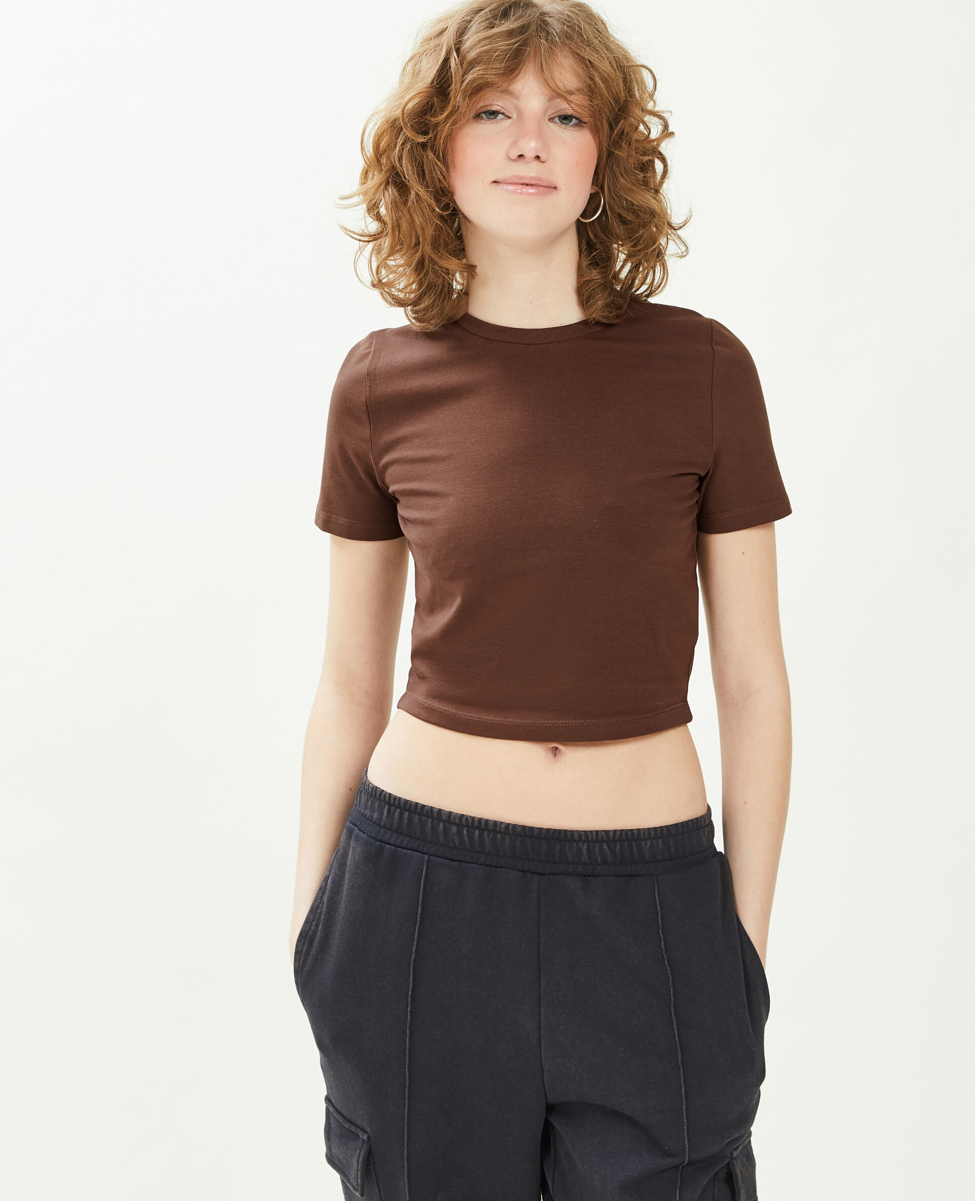 T-shirt cropped - Marron