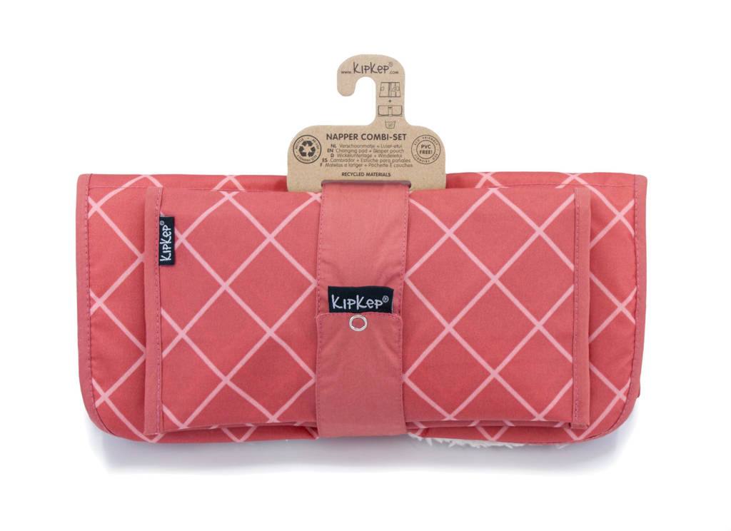 Napper combi: verschoonmatje met teddy + luieretui dusty clay