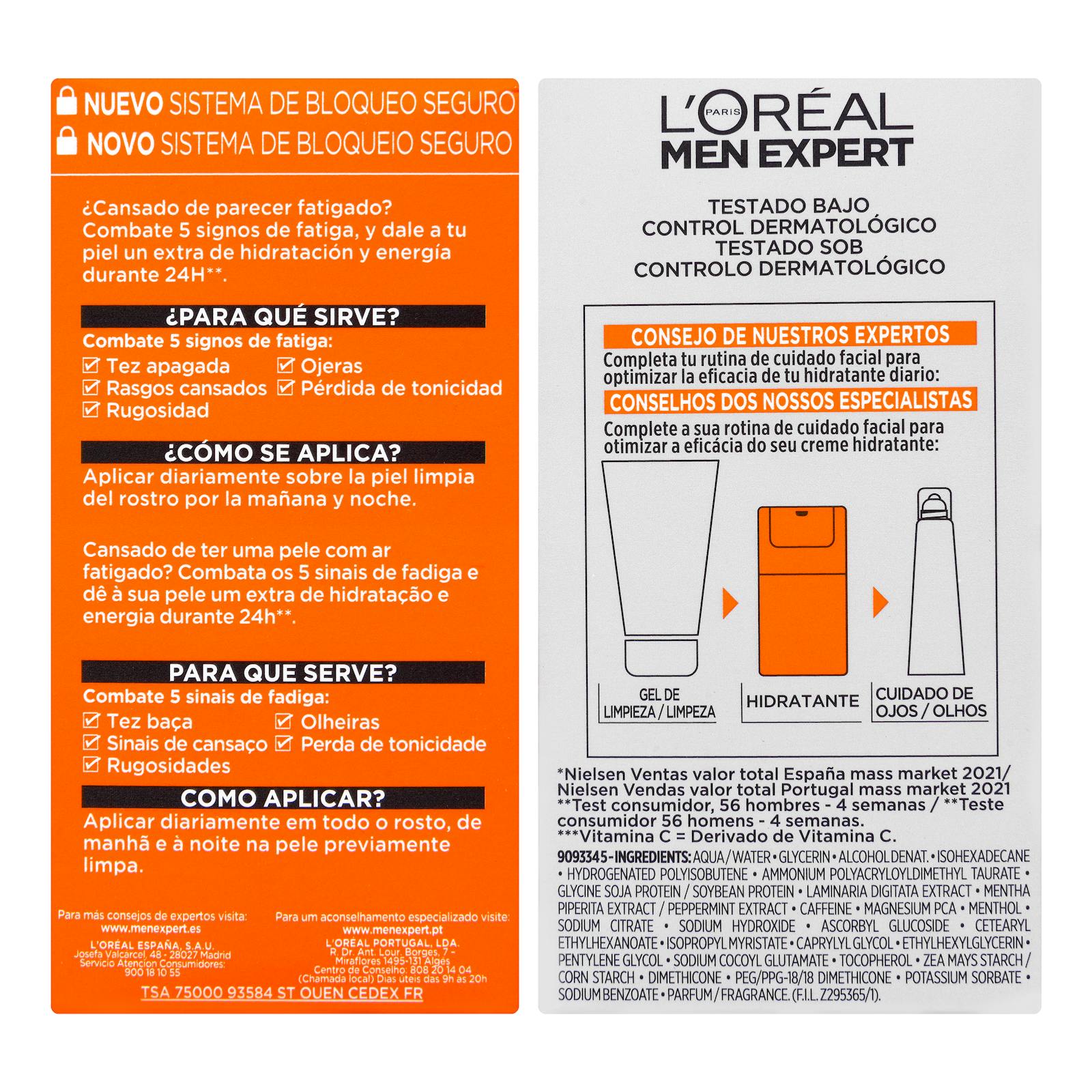 Hydra energetic L'Oréal Men Expert Soin hydratant anti-fatigue 24h