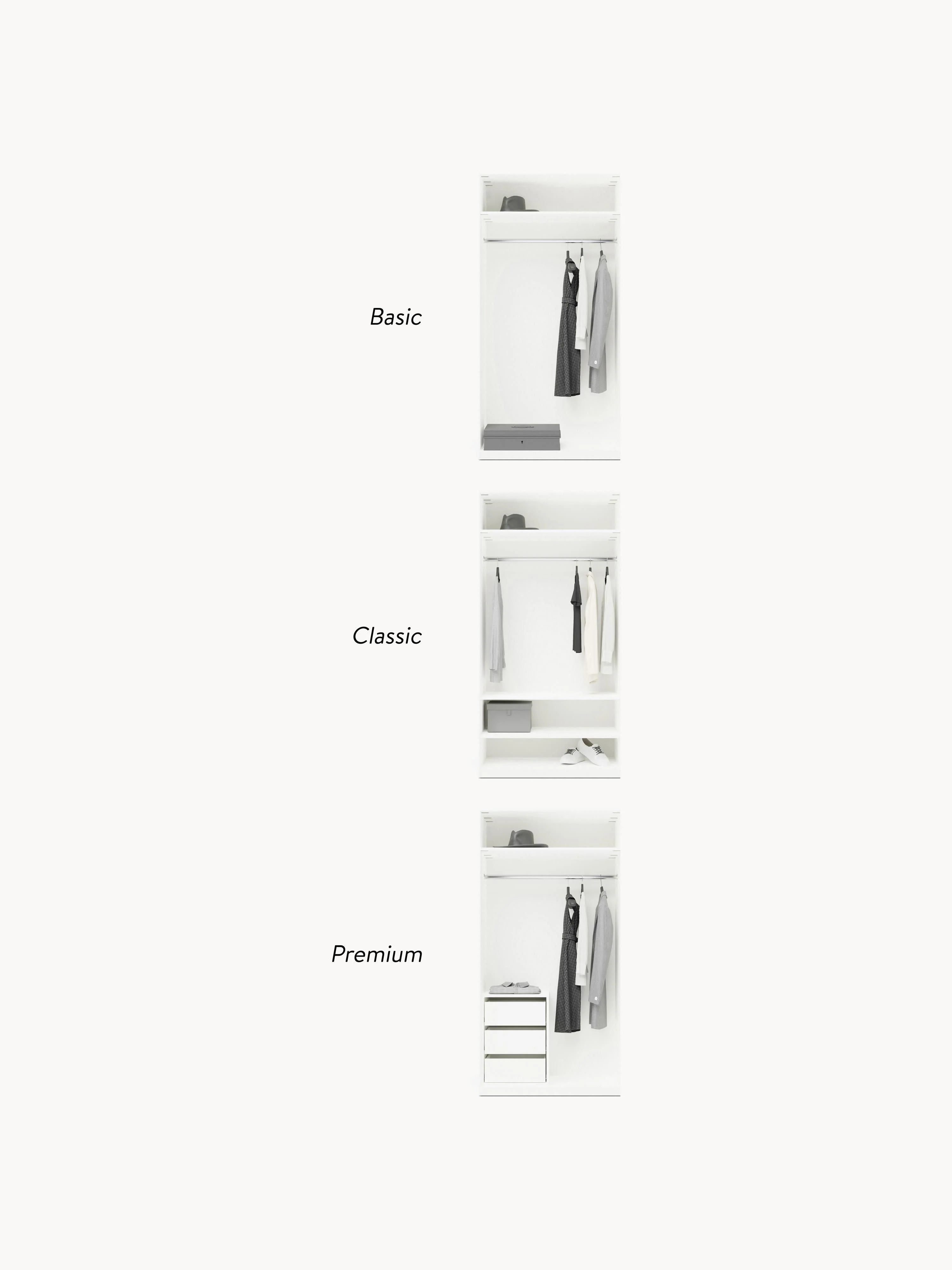 Modulaire draaideurkast Charlotte, 100 cm breed, diverse varianten