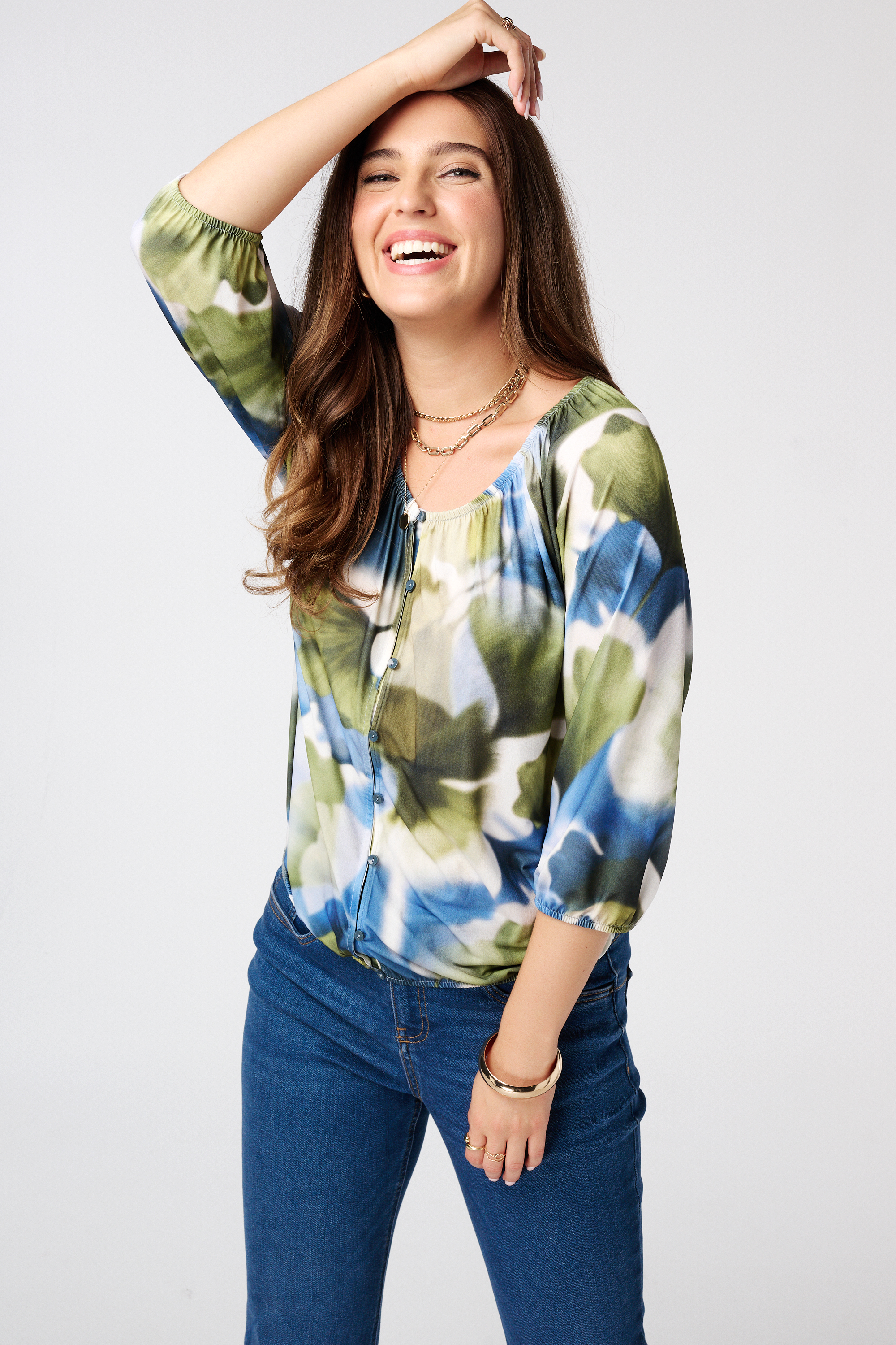 Blouse met print Multi Green