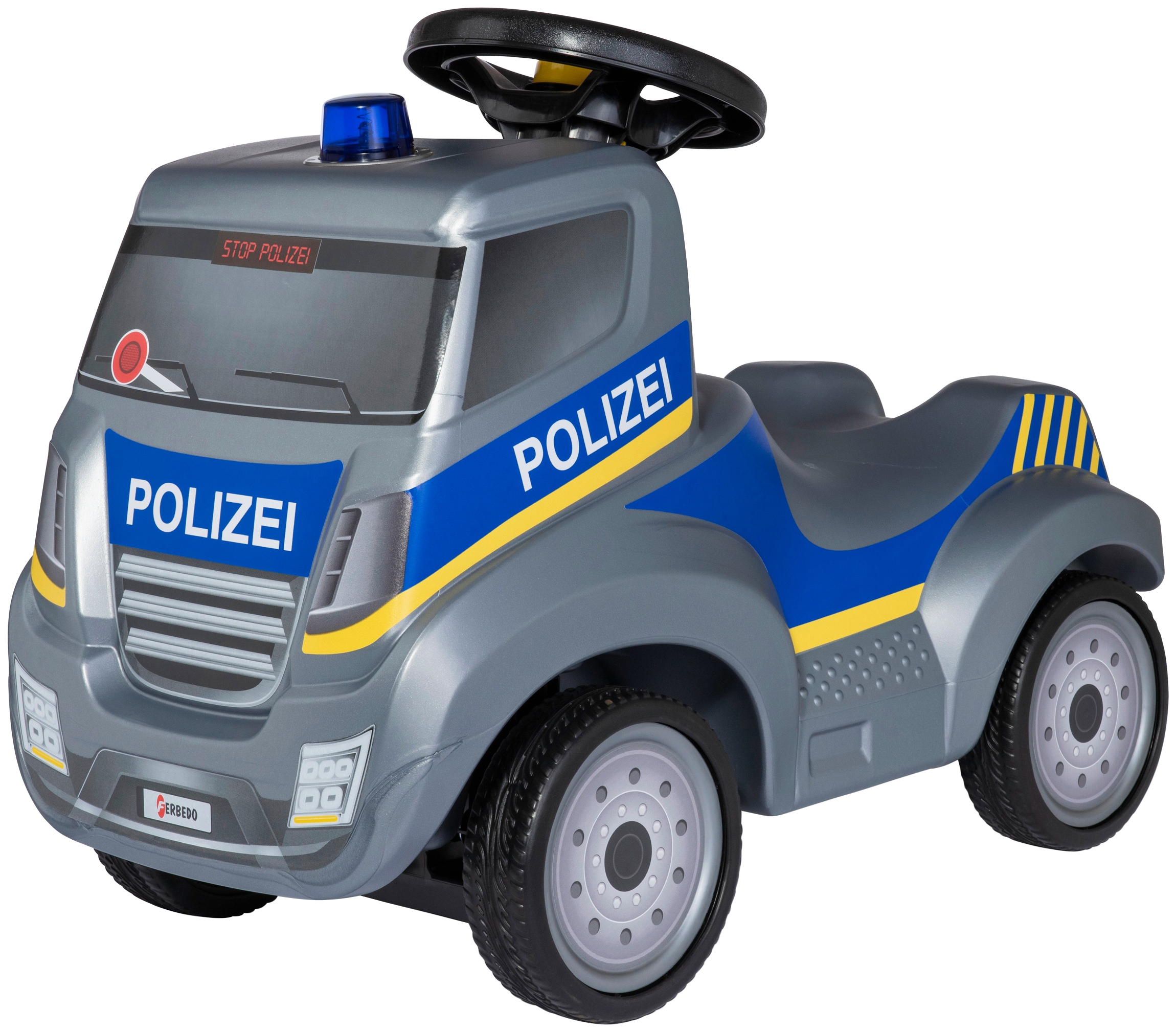 Ferbedo Rutscherauto »Ferbedo Truck Polizei« incl. Ferbedo MiniFlash (Blaulicht mit Sirene)