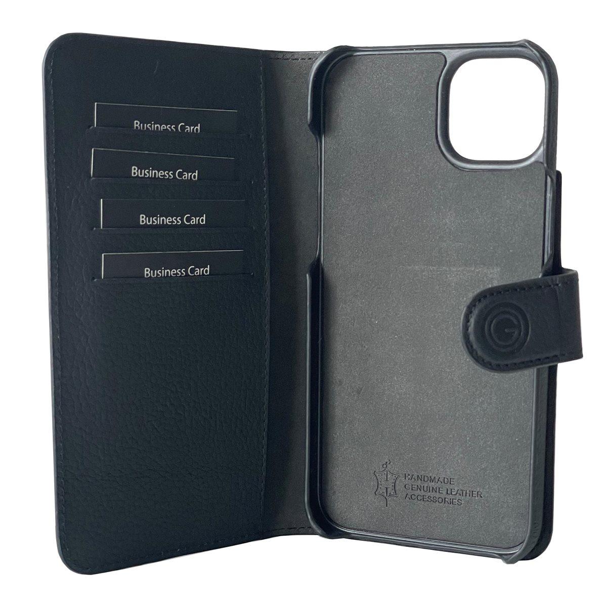 2in1 iPhone 15 Echtleder Magnet Wallet Case Tasche Flip Cover (JOSSIP15-M01) - Schwarz