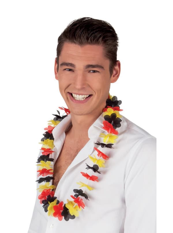 Rød, Gul og Svart Trefarget Hawaiikrans
